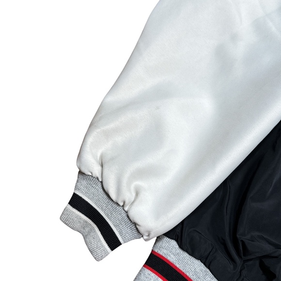 Vintage 90s Nike Black White Nylon Bomber Windbreaker Jacket Mens Medium - Picture 7 of 12